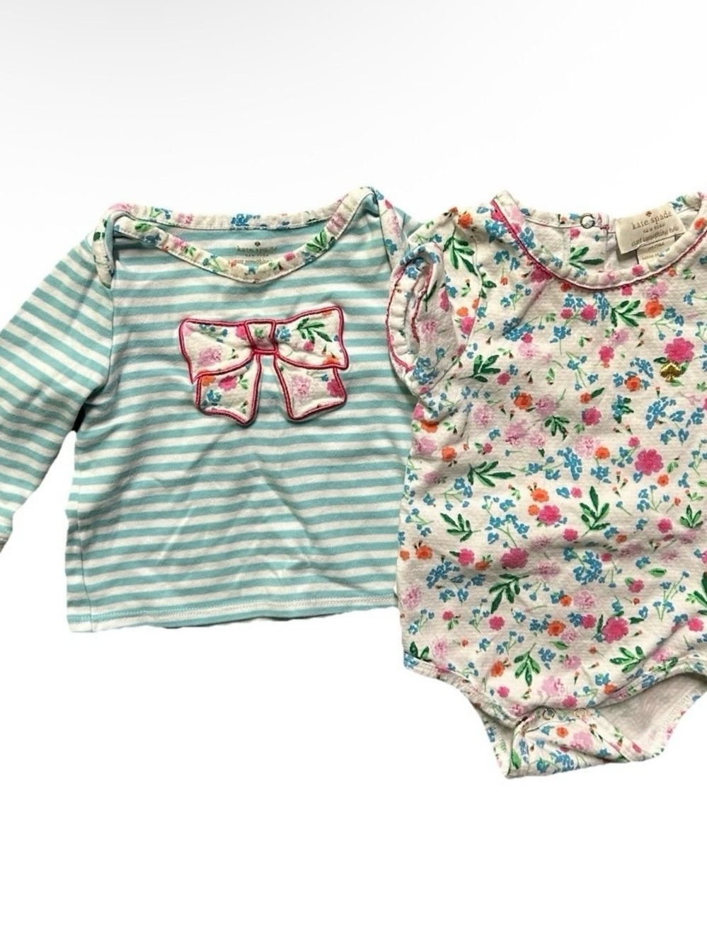 Kate Spade Baby Girl Ruffle Floral Bodysuit Long Sleeve Shirt Size 6-12 Months
